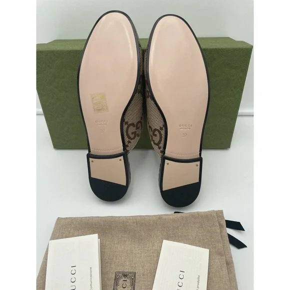 Gucci Princetown Horsebit Jumbo GG Flats Loafer Slip Sandal Mule Slides 37 - Picture 4 of 12